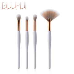 8-Piece Makeup Brush Set with Black Handle and Silver Tubes